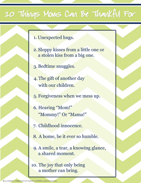 10 Things Moms can be Thankful For